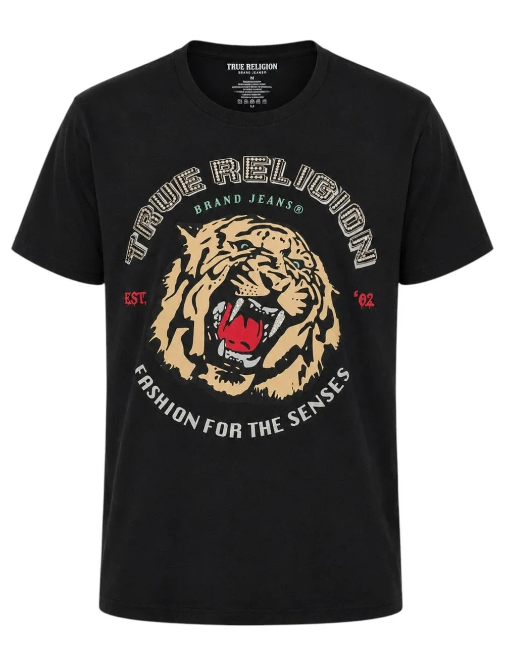 NWT True Religion Tiger Graphic Bling T Shirt Black Medium